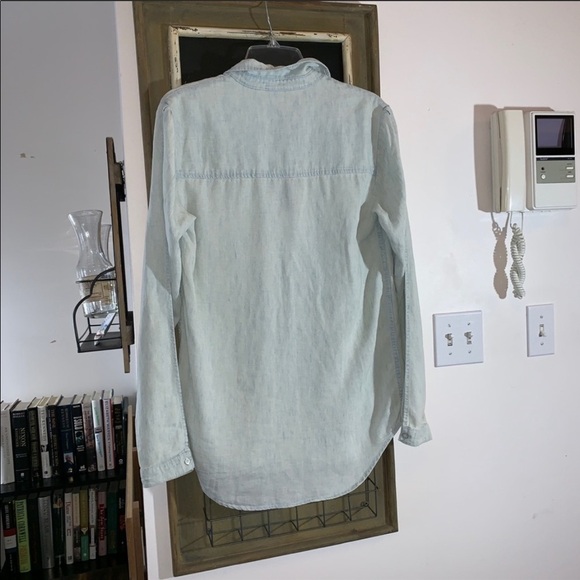 Joe’s Jeans Gray Meg Shirt Size Small Button Down Long Sleeve Cutout Top - Picture 7 of 8